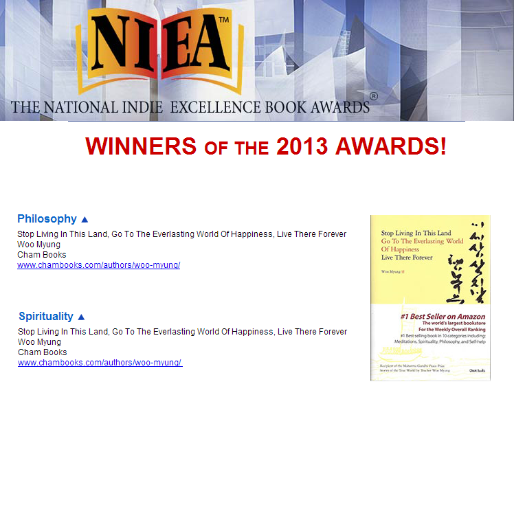 The 2013 National Indie Excellence Awards Winner – Author Woo Myung