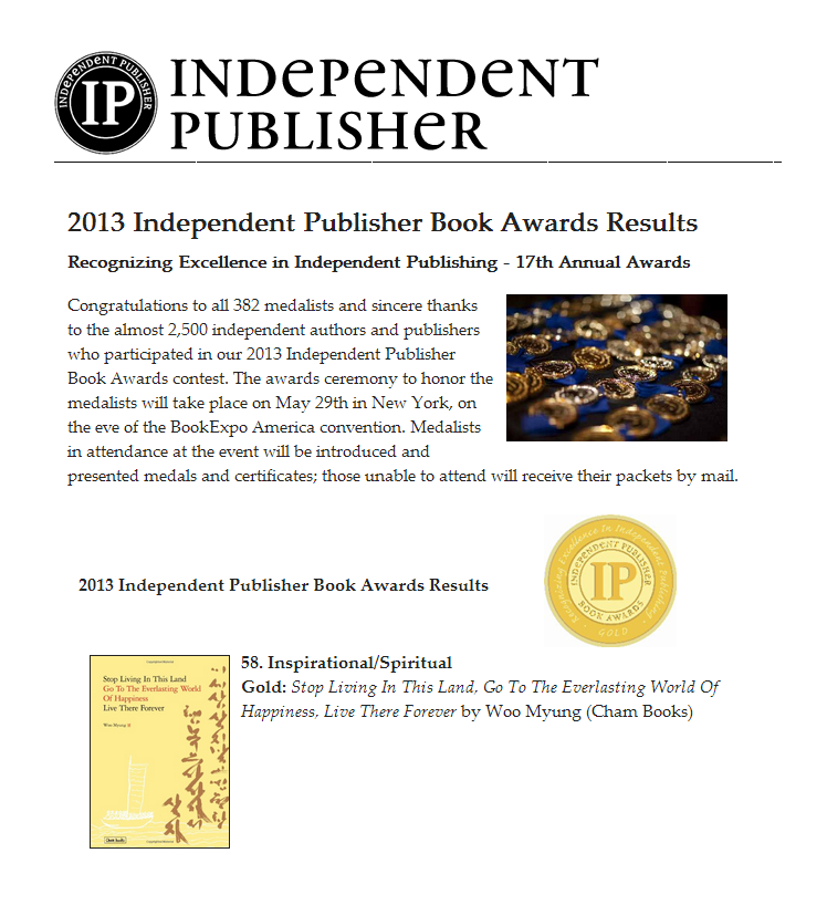 2013 Independent Publisher Book Awards Winner – Author Woo Myung